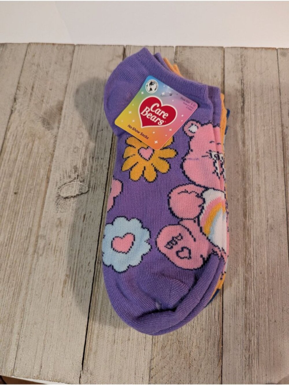 Care Bears Low Cut Socks Shoe Size 4-10 Set of 3 Pairs Purple